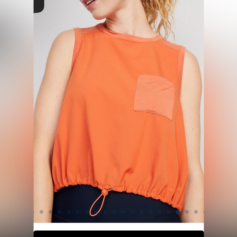 Old Navy StretchTech Cinched-Hem Sleeveless Cropped Top - Tangerine NWT - Picture 4 of 4
